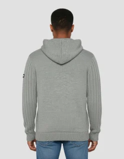 Gilet gris chiné à capuche doublé sherpa - GRIS CHINÉ
