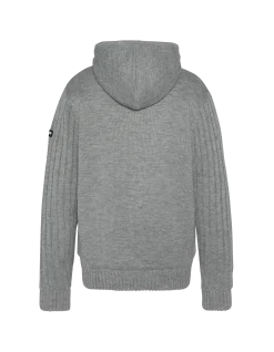 Gilet gris chiné à capuche doublé sherpa - GRIS CHINÉ