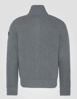 Gilet gris en maille côtelée - GRIS