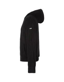 Gilet noir à capuche doublé sherpa - NOIR
