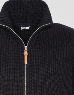 Gilet noir en maille côtelée - NOIR