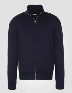 Gilet zippé bleu marine en maille fine - MARINE