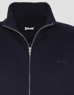 Gilet zippé bleu marine en maille fine - MARINE