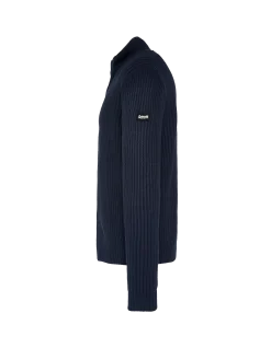 Gilet zippé bleu marine, maille côtelé - MARINE