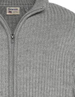 Gilet zippé gris chiné, maille côtelé - GRIS CHINÉ