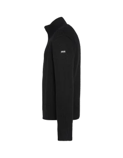 Gilet zippé noir, maille fantaisie - NOIR