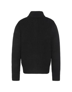 Gilet zippé noir, maille fantaisie - NOIR