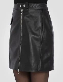 Jupe noire en cuir inspiration Perfecto® - NOIR