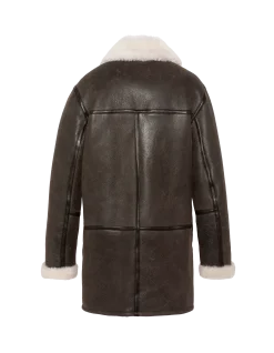 Manteau long marron, mouton double face - MARRON