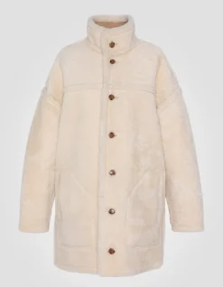 Manteau long sable réversible, mouton double face - SABLE