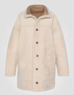 Manteau long sable réversible, mouton double face, grande taille - SABLE