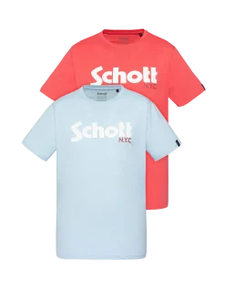 Pack de 2 t-shirts logo bleu ciel et corail - BLEU CIEL/CORAIL