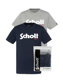 Pack de 2 t-shirts logo bleu marine et gris - MARINE/GRIS