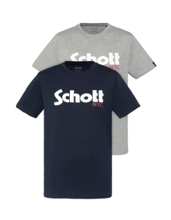 Pack de 2 t-shirts logo bleu marine et gris - MARINE/GRIS
