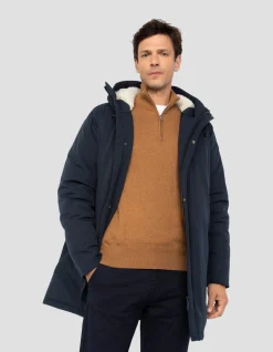 Parka bleu marine multipoches à capuche - MARINE