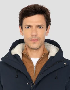 Parka bleu marine multipoches à capuche - MARINE