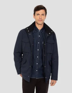 Parka bleu marine multipoches à capuche - MARINE