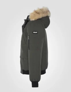 Parka courte kaki à capuche avec fausse fourrure - KAKI