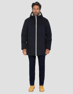 Parka longue bleu marine doublée sherpa - MARINE