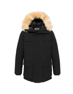 Parka noire à capuche en fausse fourrure amovible - NOIR