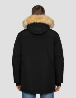 Parka noire à capuche en fausse fourrure amovible - NOIR