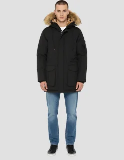 Parka noire à capuche - NOIR