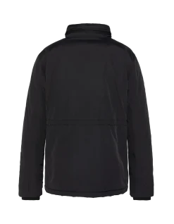Parka noire multipoches avec capuche sous col - NOIR