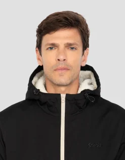 Parka noire multipoches à capuche - NOIR