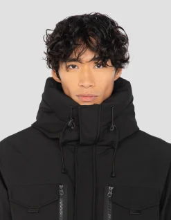 Parka noire multipoches à capuche - NOIR