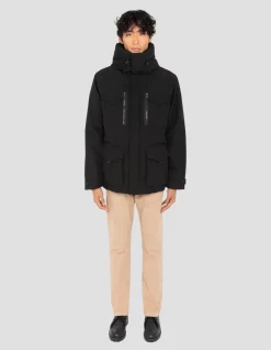 Parka noire multipoches à capuche - NOIR