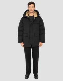 Parka noire multipoches à capuche - NOIR