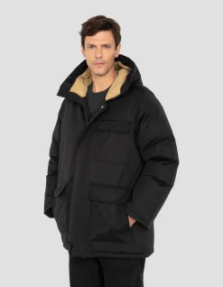 Parka noire multipoches à capuche - NOIR
