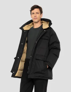 Parka noire multipoches à capuche - NOIR