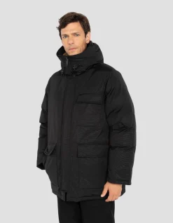 Parka noire multipoches à capuche - NOIR