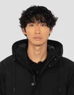 Parka noire multipoches à capuche - NOIR