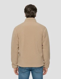 Polaire beige avec col zippé sherpa - BEIGE