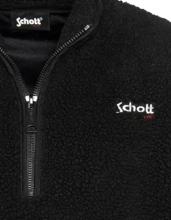 Polaire noir avec col zippé sherpa - NOIR