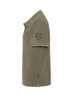 Polo army kaki effet délavé - KAKI