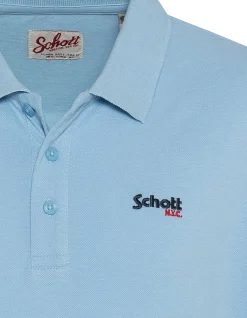 Polo basique bleu pale en maille piquée - BLEU PALE