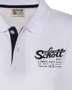 Polo blanc avec logo brodé et patte contrastée - BLANC