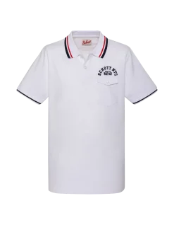 Polo blanc avec poche à rabat et liserés tricolores - BLANC