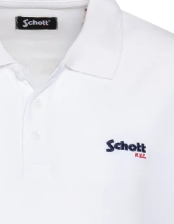 Polo blanc en coton piqué - BLANC
