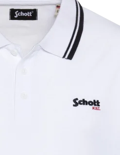 Polo blanc en coton piqué - BLANC