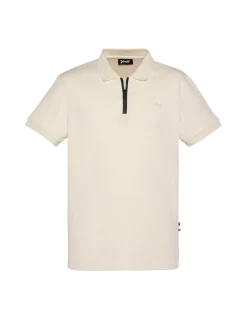 Polo blanc maille effet gaufré - BLANC CASSÉ