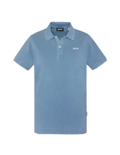 Polo bleu acier effet délavé - BLEU ACIER