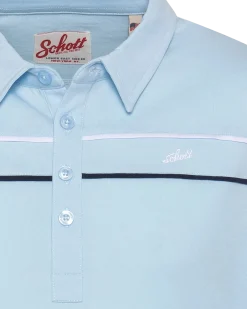 Polo bleu ciel en jersey avec liserés contrastés - BLEU CIEL