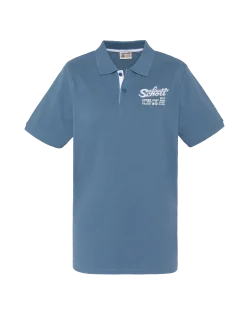 Polo bleu jean avec logo brodé et patte contrastée - BLEU JEAN