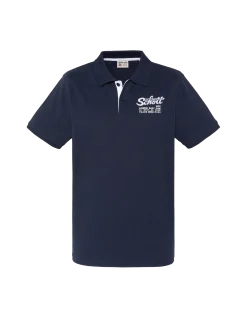 Polo bleu marine avec logo brodé et patte contrastée - MARINE