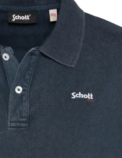 Polo bleu marine effet délavé - MARINE