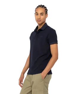 Polo bleu marine effet gaufré - MARINE
